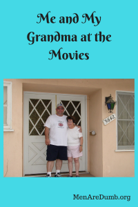 A picture of me and my Grandma on her porch